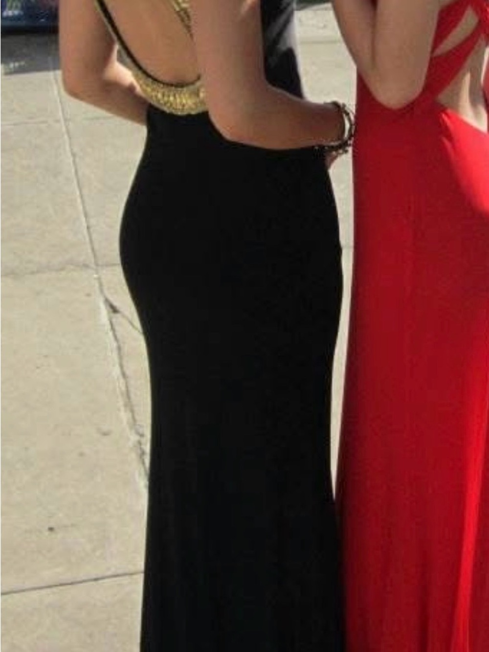 La Femme Black Strapless Maxi Gown